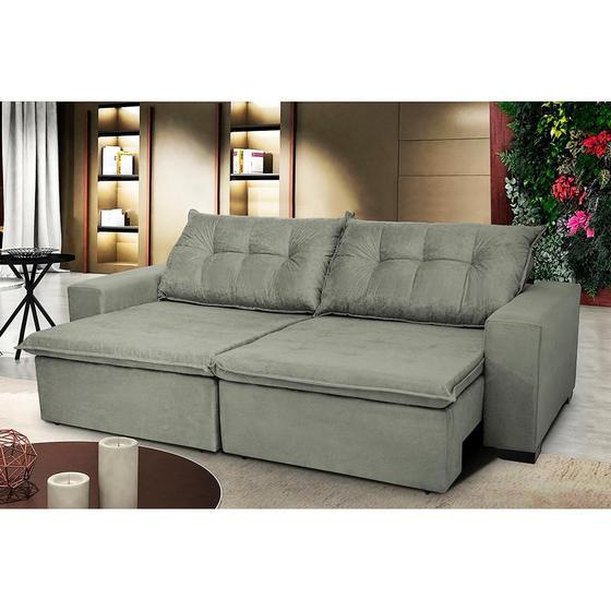 Imagem de Sofá Austrália. 2,12 Mts Retrátil, Reclinável Com Molas e Pillow no Assento Tecido Suede