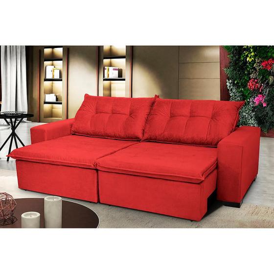 Imagem de Sofá Austrália. 2,12 Mts Retrátil, Reclinável Com Molas e Pillow no Assento Tecido Suede