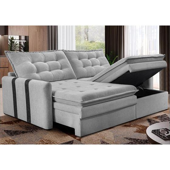 Imagem de Sofá Baú Sem Caixa Retrátil 1,60m SoftGel Petit Boucle Cinza Claro Cama inBox