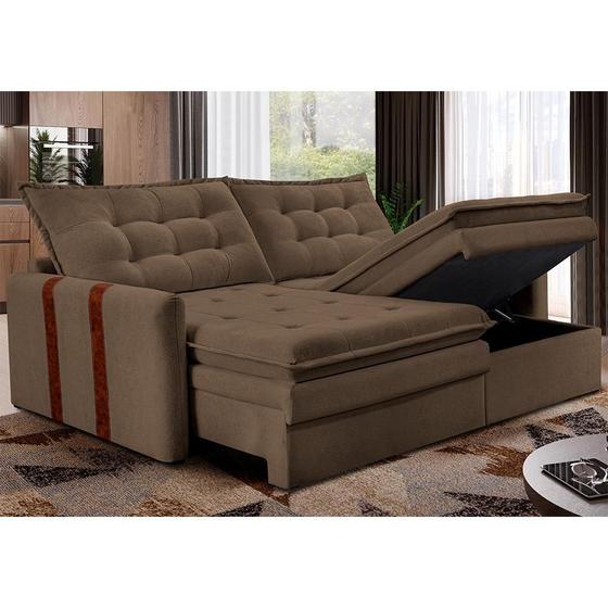 Imagem de Sofá Baú Sem Caixa Retrátil 1,60m SoftGel Petit Boucle Marrom Cama inBox