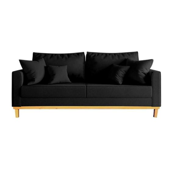 Sofá Beny 3 Lugares 180cm Base de Madeira Linho Menor preço em Sofá Beny 3 Lugares 180cm Base de Madeira Linho
