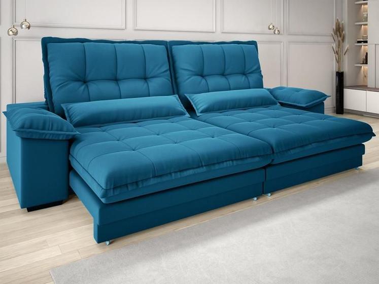 Imagem de Sofá Bergamo 2,10m Assento Retrátil e Reclinável Velosuede Royal - NETSOFAS