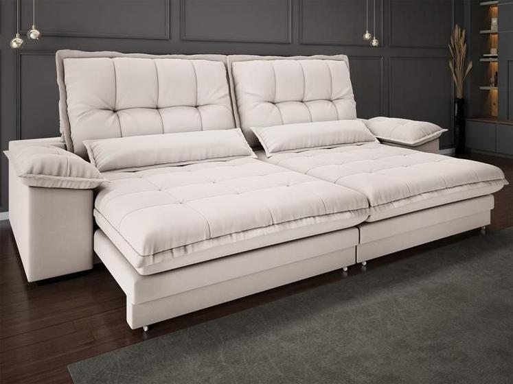 Imagem de Sofa Bergamo 2,90m Assento Retratil e Reclinavel Velosuede Areia - NETSOFAS