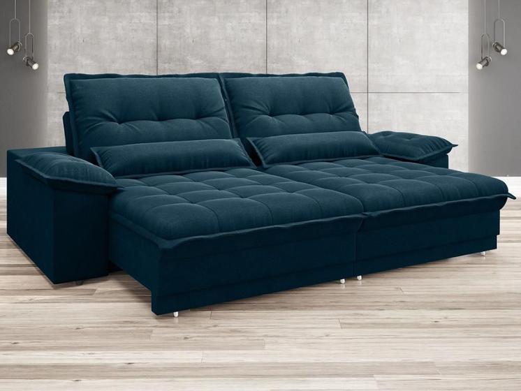 Imagem de Sofá Bergamo 2,90m Assento Retrátil e Reclinável Velosuede Royal - NETSOFAS