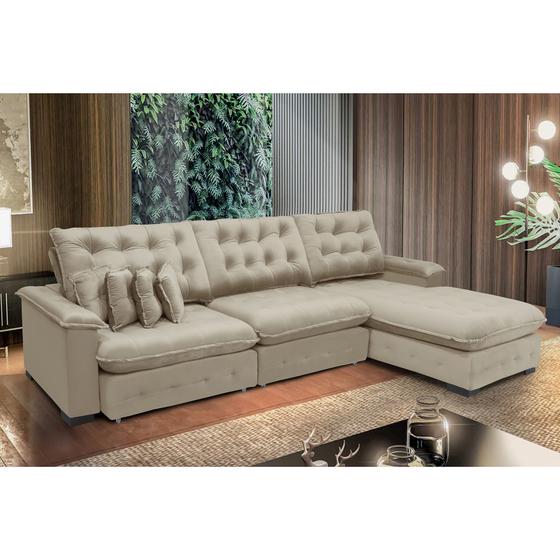 Imagem de Sofá Berlin 3.85x1.70m com Chaise Super Pillow Top - Bege