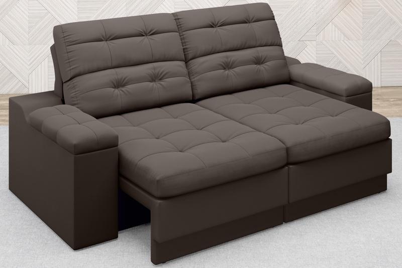 Imagem de Sofá Brunello 1,70m Retrátil e Reclinável Velosuede Chocolate - NETSOFAS