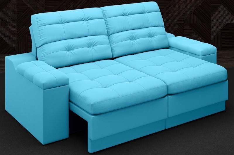 Imagem de Sofá Brunello 1,70m Retrátil e Reclinável Velosuede Turquesa - NETSOFAS