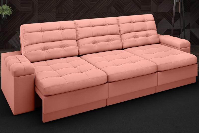 Imagem de Sofá Brunello 2,05m Retrátil e Reclinável Velosuede Rose - NETSOFAS