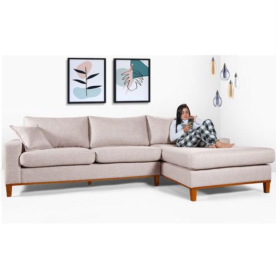 Menor preço em Sofá California 4 Lugares Living Chaise Linho Lado Esquerdo