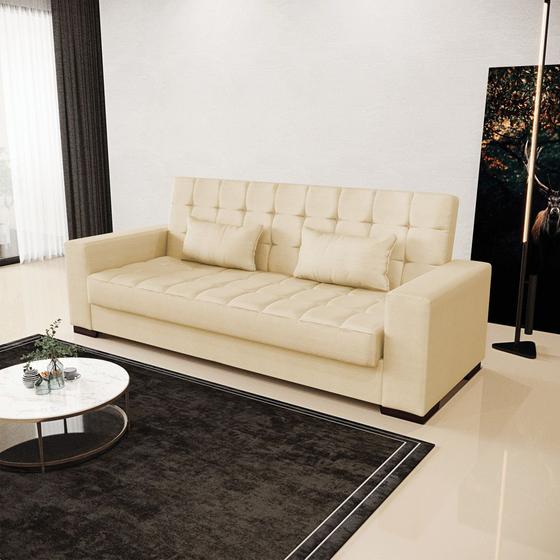 Sofá Cama 02 Lugares Lisboa Veludo Off White Bnn Decor D Rossi Sofá