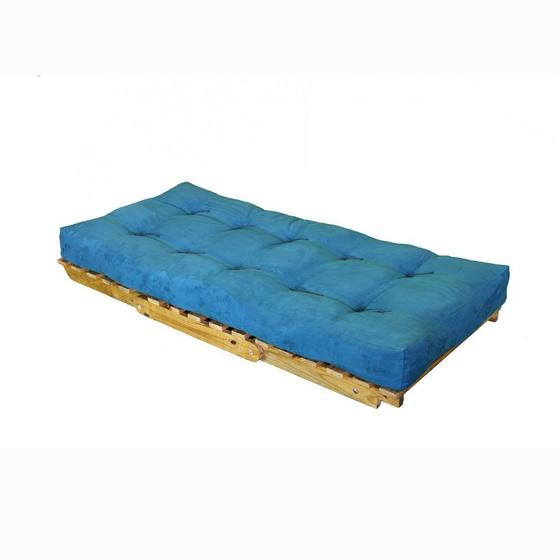 Imagem de Sofá-Cama 1 Lugar Solteiro Marina Futon Suede Azul