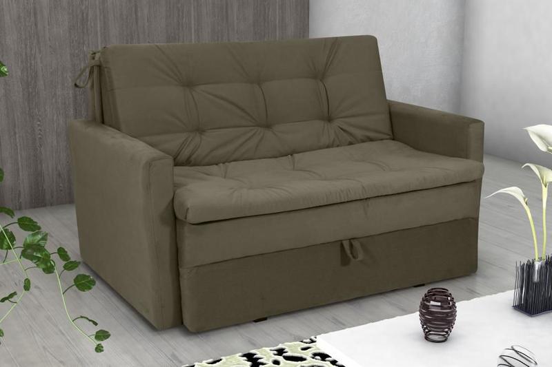 Sofá Cama 2 Lugares com Braço Veludo Light Chocolate Venezia Matrix Menor preço em Sofá Cama 2 Lugares com Braço Veludo Light Chocolate Venezia Matrix