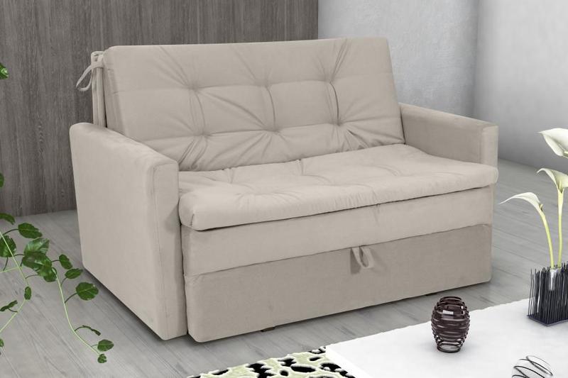 Sofá Cama 2 Lugares com Braço Veludo Pavia Bege Venezia Matrix Menor preço em Sofá Cama 2 Lugares com Braço Veludo Pavia Bege Venezia Matrix