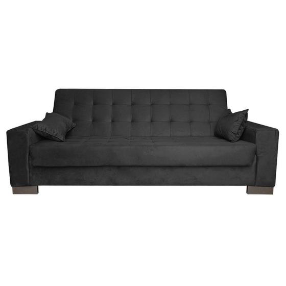 Imagem de Sofá Cama 2 Lugares para Sala de Estar Lisboa Suede Preto - D'Rossi