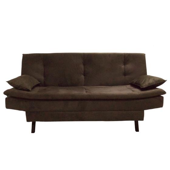 Sofá Cama 3 Lugares Com Almofadas 180cm Chicago Suede Marrom Menor preço em Sofá Cama 3 Lugares Com Almofadas 180cm Chicago Suede Marrom