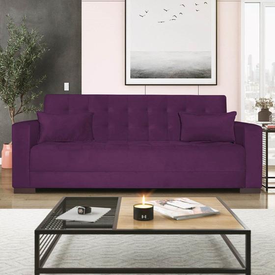 Imagem de Sofá Cama 3 Lugares Jobim Suede Roxo - Amarena Móveis