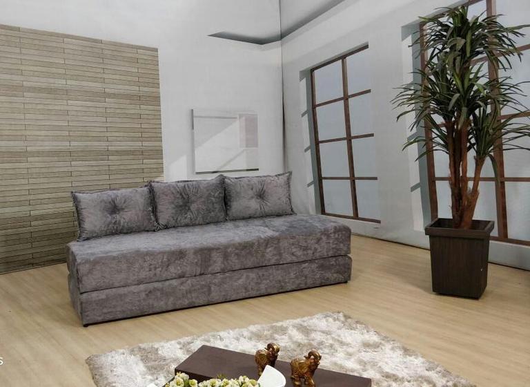 Sofá Cama 3em1 em Tecido Suede Cinza com Almofadas - Sofá que vira cama Multifuncional Menor preço em Sofá Cama 3em1 em Tecido Suede Cinza com Almofadas - Sofá que vira cama Multifuncional