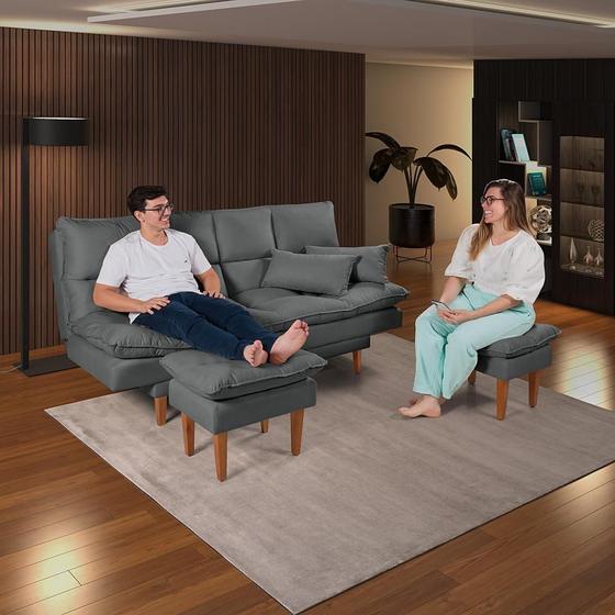 Imagem de Sofá Cama Andorra com Banqueta Suede