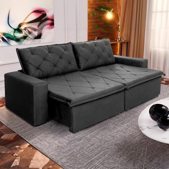 Imagem de Sofá Cama Bangkok Sem Caixa 2,30m Retrátil e Reclinável Com Molas Velut Cinza - King House