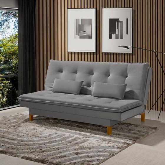 Sofá cama Barcelona Tecido Veludo com Pés de Madeira KLM Sofás