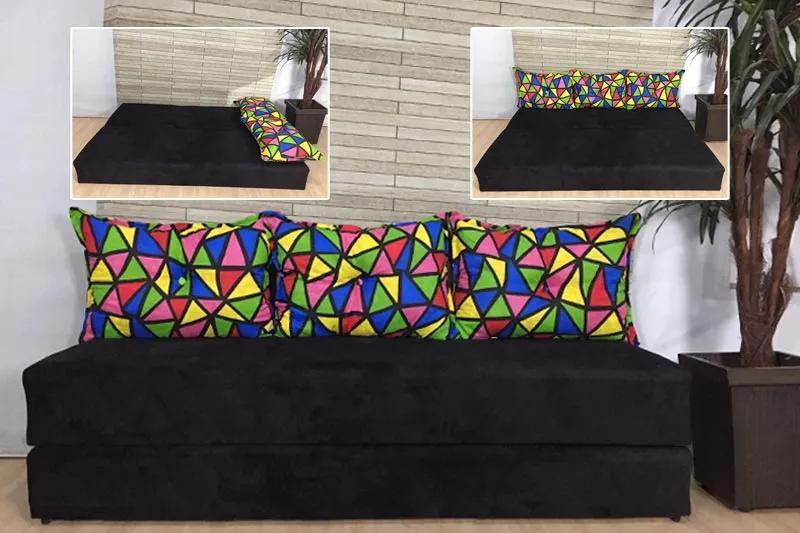 Sofá-cama Bicama 3 Lugares Casal Sofanete Suede Preto c/Almofadas Dupla Face é boa?