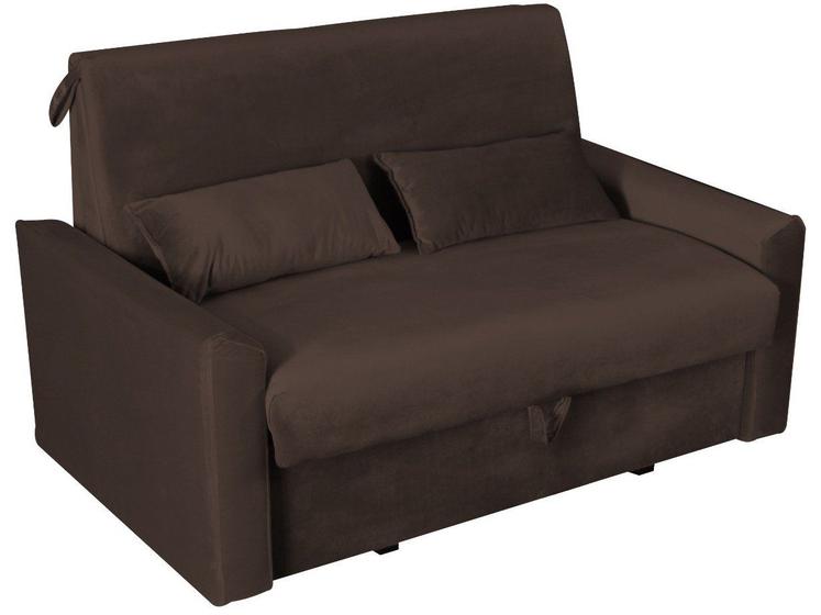 Imagem de Sofá-cama Casal 2 Lugares com Baú Reclinável Veludo Matrix Cristal
