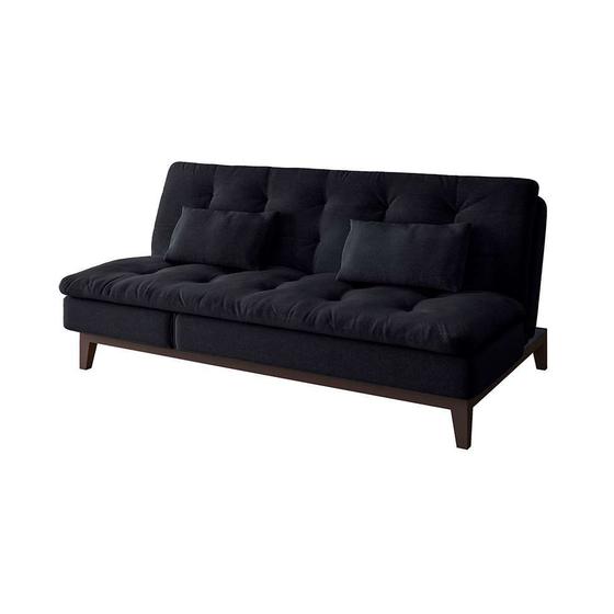 Imagem de Sofá-Cama Casal 3 Lugares Amanda II Suede com Almofadas Preto