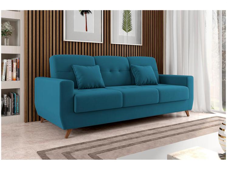 Sofá-cama Casal 3 Lugares com Baú Reclinável Veludo Matrix Pâmela Imagem de Sofá-cama Casal 3 Lugares com Baú Reclinável Veludo Matrix Pâmela