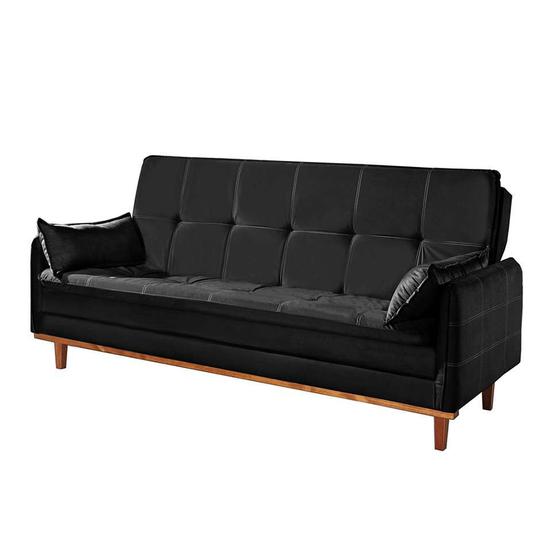 Imagem de Sofá-Cama Casal 3 Lugares Tokio Suede Preto