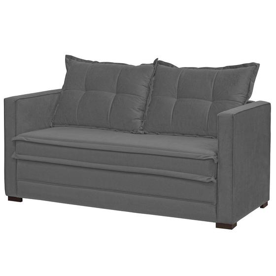 Sofá Cama Casal Articulável 2 Lugares Londres Suede Cinza Escuro D