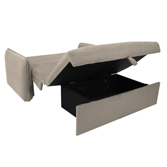 Imagem de Sofá-Cama Casal com Baú 2 Lugares Zaia Suede Bege