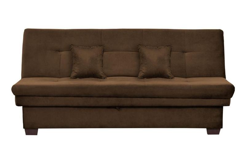 Sofá Cama Casal com Baú Filó - Marrom Menor preço em Sofá Cama Casal com Baú Filó - Marrom