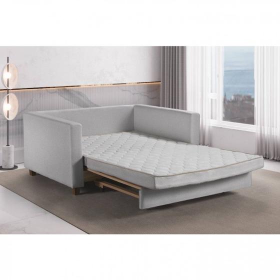 Imagem de Sofa Cama Casal Marcelle 2 Lugares 150cm Linho Pe de Madeira