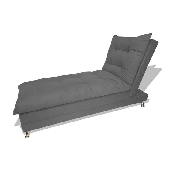 Imagem de Sofa Cama Chaise Bicama Reclinavel Sala  Diva Suede Cinza - INCASA DECOR