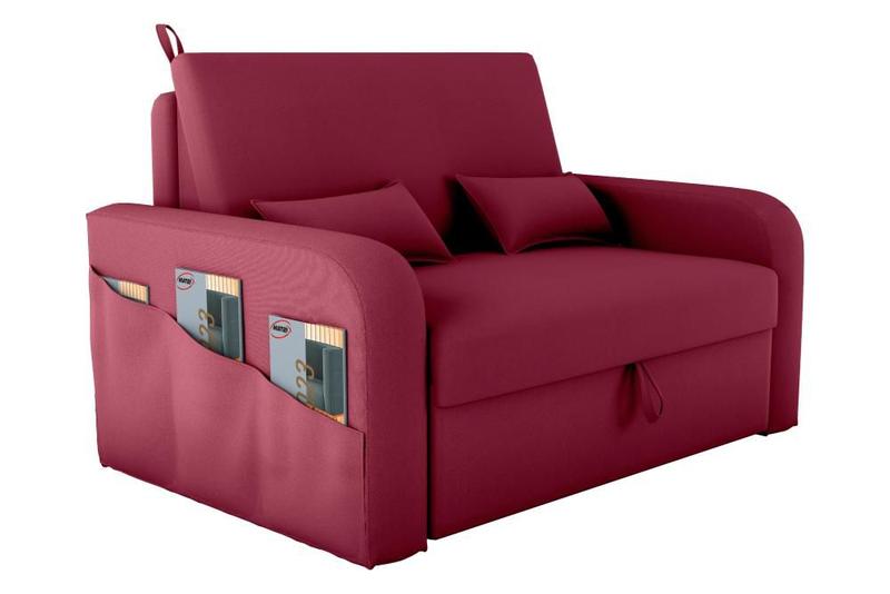Imagem de Sofá Cama com Baú 2 Lugares 140cm Lady Day Vinho Matrix