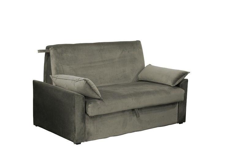 Sofá Cama com Baú Cristal - Veludo Chumbo Menor preço em Sofá Cama com Baú Cristal - Veludo Chumbo