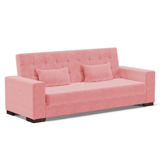 Imagem de Sofá Cama Decorativo 210cm Beesley Suede Rose G19 - Gran Belo