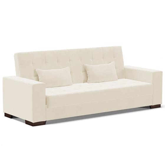 Imagem de Sofá Cama Decorativo 210cm Beesley Veludo Off White G19 - Gran Belo