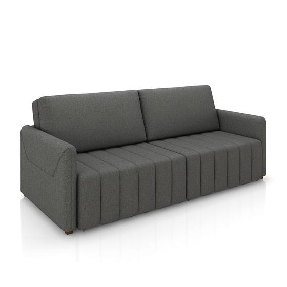 Imagem de Sofá-Cama Decorativo Retrátil Thanos 2 Lugares 192cm Linho Grafite G45 - Gran Belo