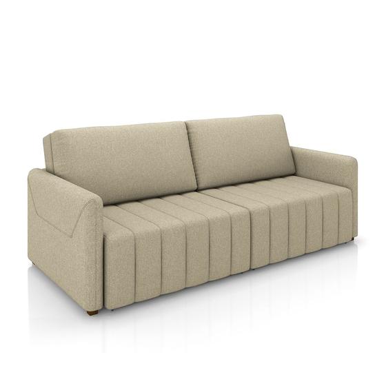 Imagem de Sofá-Cama Decorativo Retrátil Thanos 2 Lugares 220cm Linho Bege G45 - Gran Belo