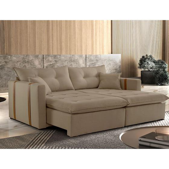 Imagem de Sofa Cama e Reclinavel Lisboa 2,20m 04 Lugares Mola Ensacada Txr