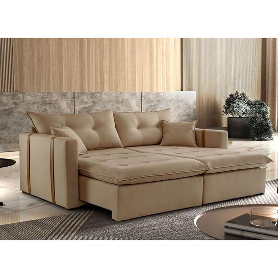 Imagem de Sofa Cama e Reclinavel Lisboa 2,60m 05 Lugares Mola Ensacada Txr