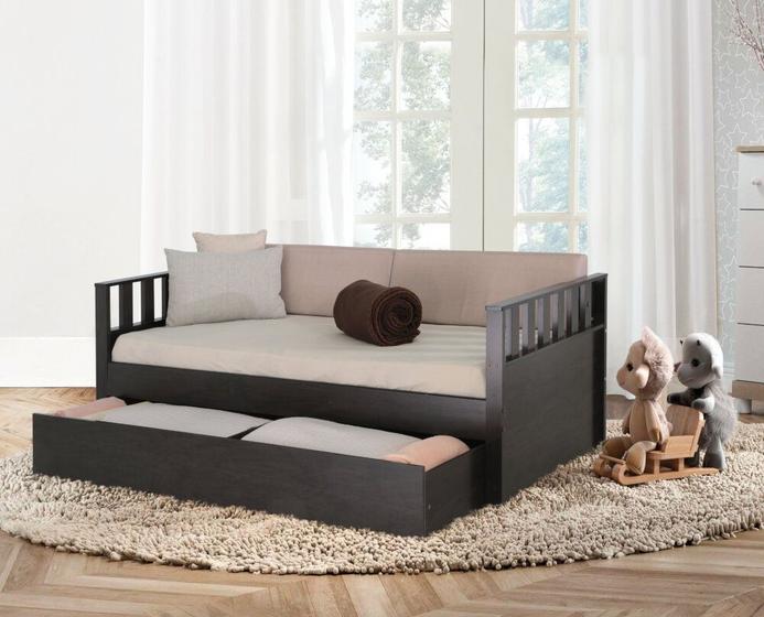 Sofá Cama Café com Gavetas e Almofadas Tebarrot Sofás Magazine Luiza