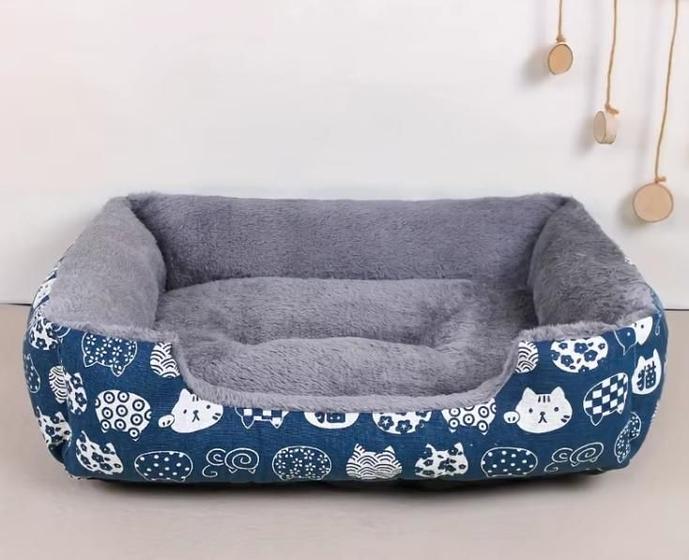 Imagem de Sofá-cama luxuoso personalizado para animais de estimação, ninho de cachorro macio, retangular grande, dupla face, dupla