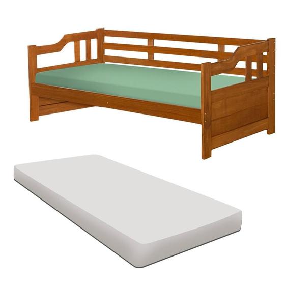 Imagem de Sofá Cama Madeira Maciça Com Colchão Solteiro Castanho Shop JM