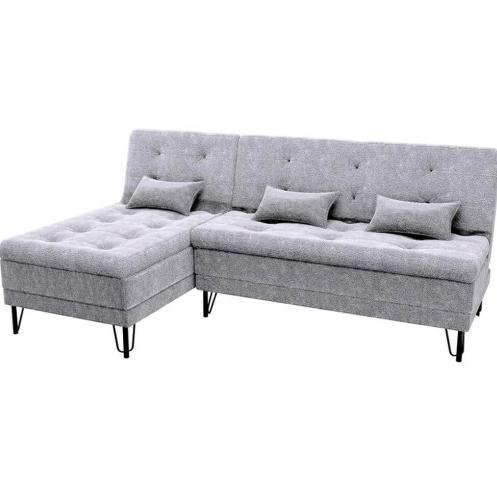 Imagem de Sofá Cama Nice com Chaise Cinza Matrix