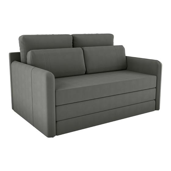 Imagem de Sofá Cama One 152cm Reclinável Manual Suede Cinza - Sallar Home