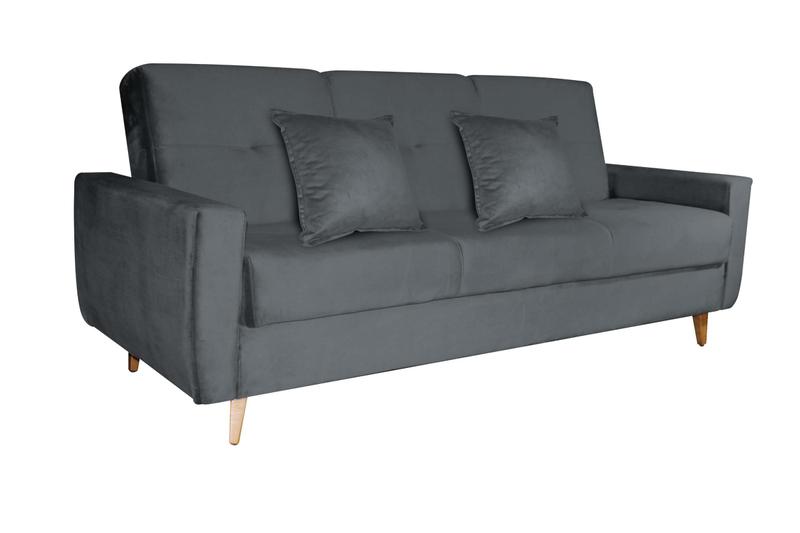 Imagem de Sofa Cama Pamela Bau Veludo Cinza Pes Palito - F425