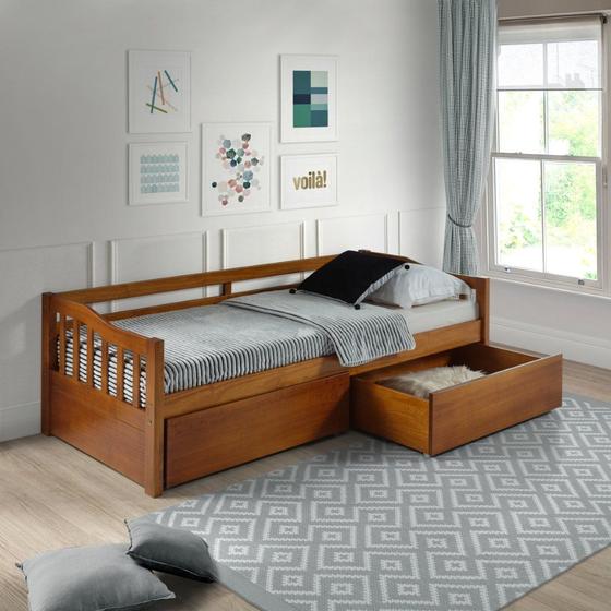 Imagem de Sofá Cama Plus com Dois Gavetões em Madeira Maciça Mv Outlet
