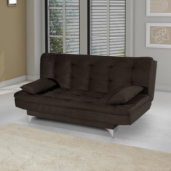 SofáCama Reclinável 3 Lugares Astúrias 1,90 mts Veludo Marrom